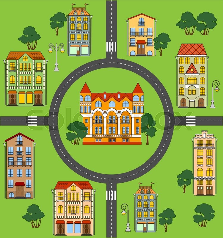 How To Plan An In A Small Town Plan of the small town with roads, | Stock vector | Colourbox