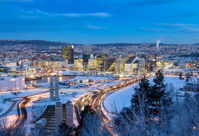Oslo Skyline Winter Morning Stock Image Colourbox