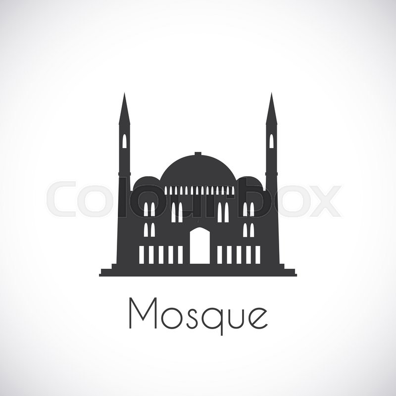 Single Flat Icon On White Background Muslim Cathedral Ramadan Kareem Pattern Traditional Arabic Architecture Asian Construction Symbol Of East