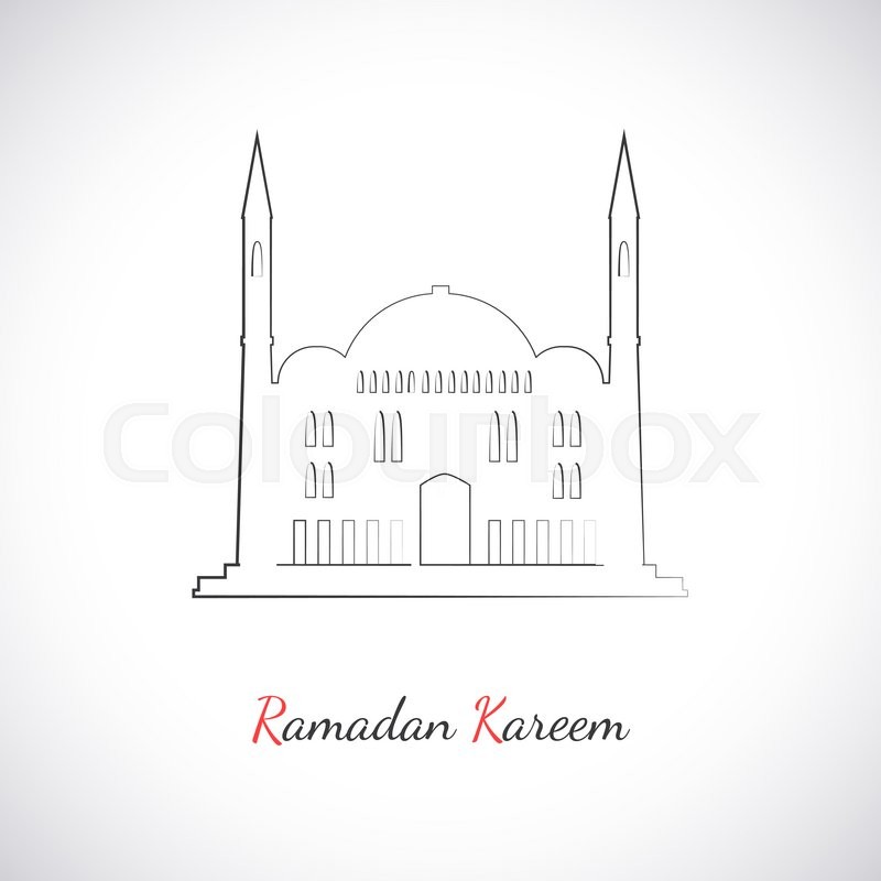 Single Flat Icon Of Mosque Isolated On White Background Logo Islamic Holy Building Ramadan Kareem Pattern Traditional Arabic Architecture