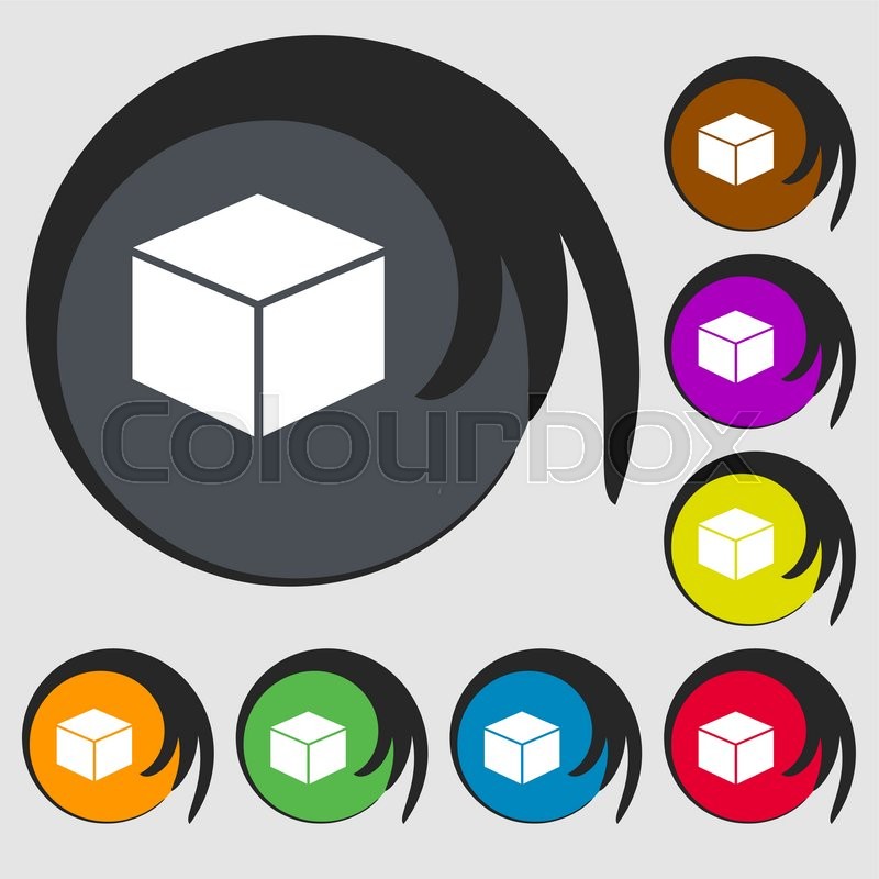 Cube icon. Symbols on eight colored Stock vector Colourbox