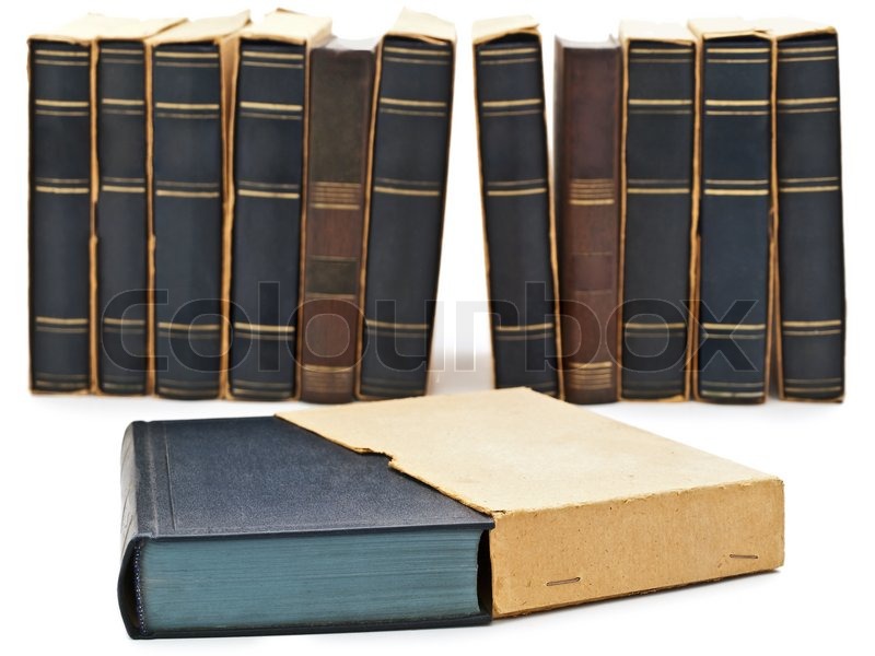 Foto af gamle bøger række ved hvid ... | Stock foto | Colourbox