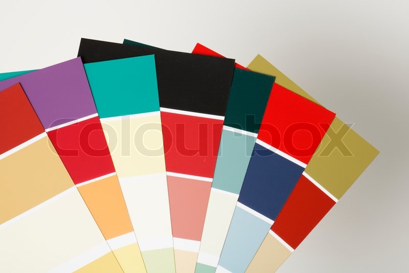 Paint swatches with different color Stock image Colourbox