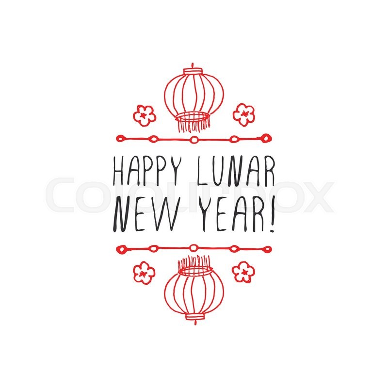chinese new year hand drawn greeting stock vector colourbox lunar new year card