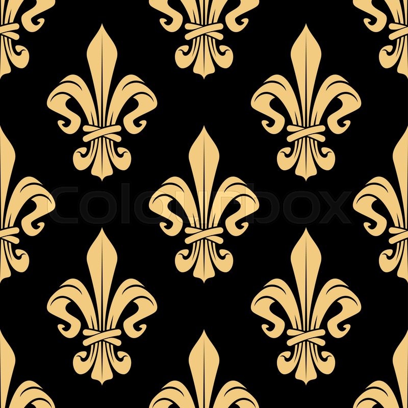 Golden Heraldic Lily Flowers Seamless Stock Vector Colourbox