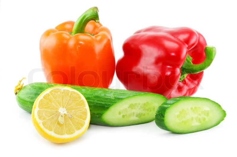 Frisches Gemüse Obst ( Paprika, Gurke Stock Bild Colourbox