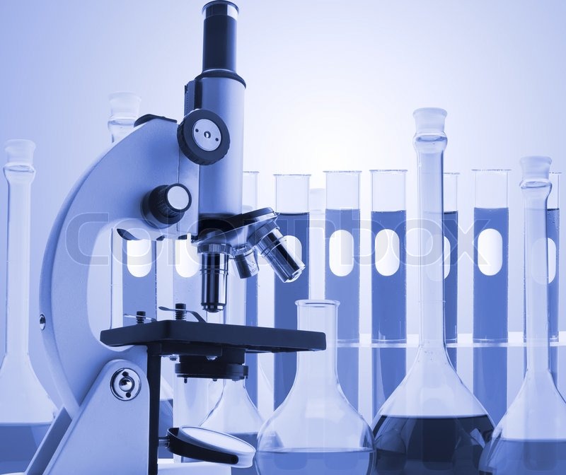 Laboratory metal microscope and test ... | Stock image | Colourbox