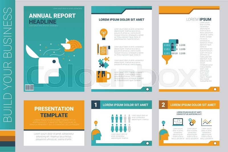 annual report book cover and presentation template with flat design