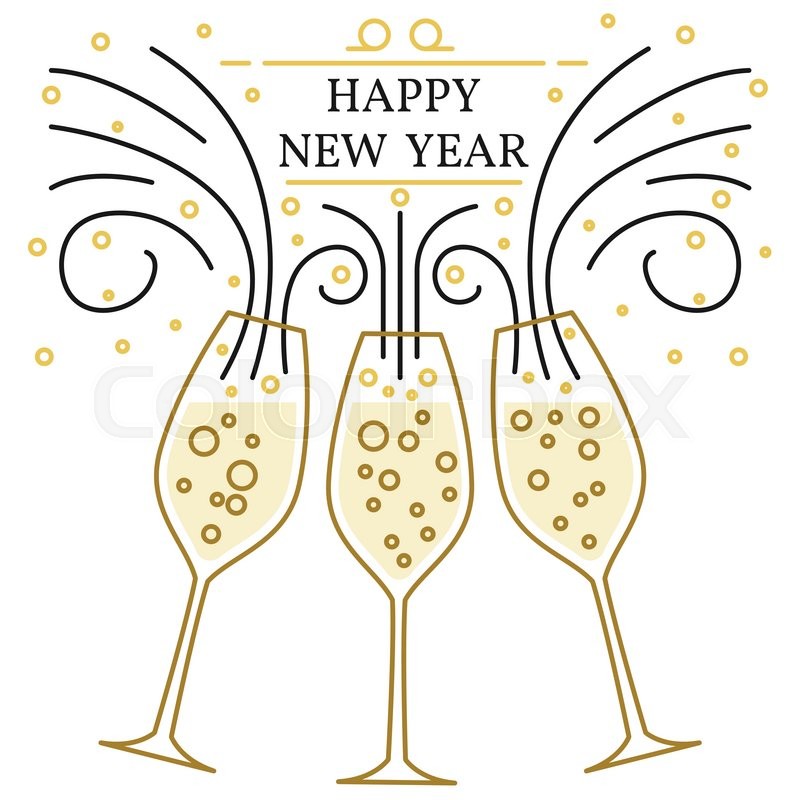 Wine Glasses New Year Clip Art