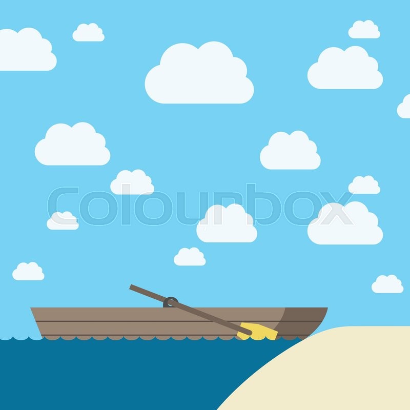 Empty Wooden Boat With Oar Near Yellow Stock Vector Colourbox