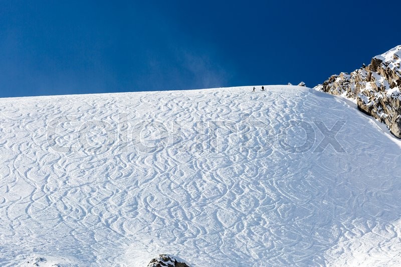 Off piste ski tracks on powder snow on ... | Stock image | Colourbox