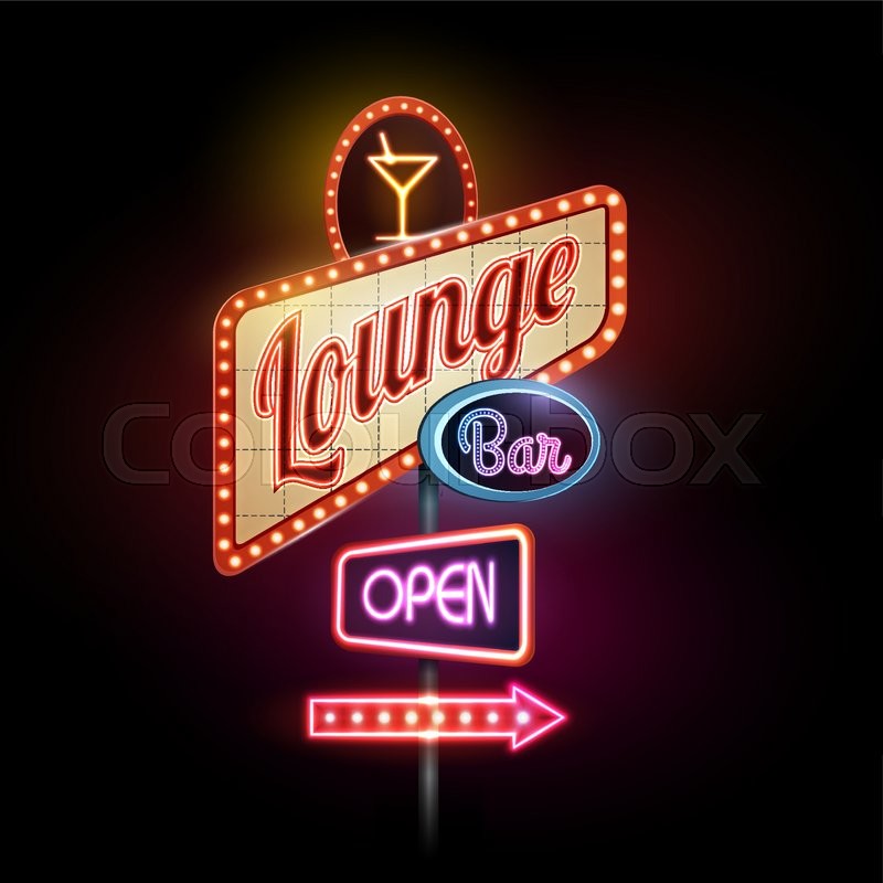 Neon sign. Lounge bar Stock vector Colourbox