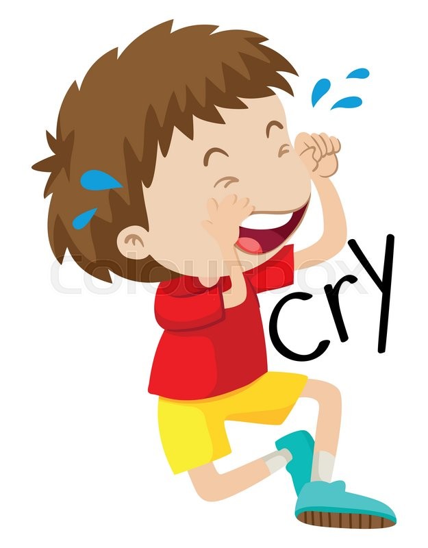 Sad boy crying his tears out Stock vector Colourbox