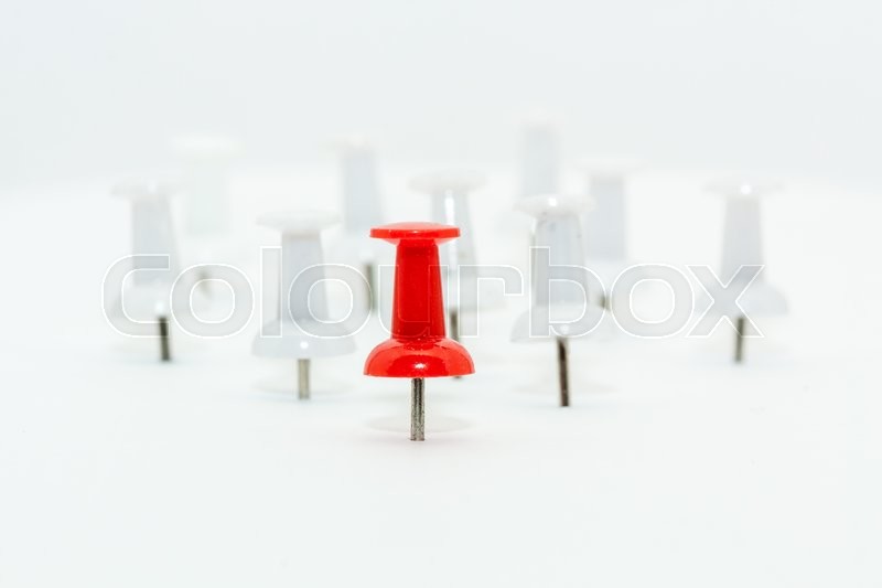 red push pin in front and white push pins at back leadership