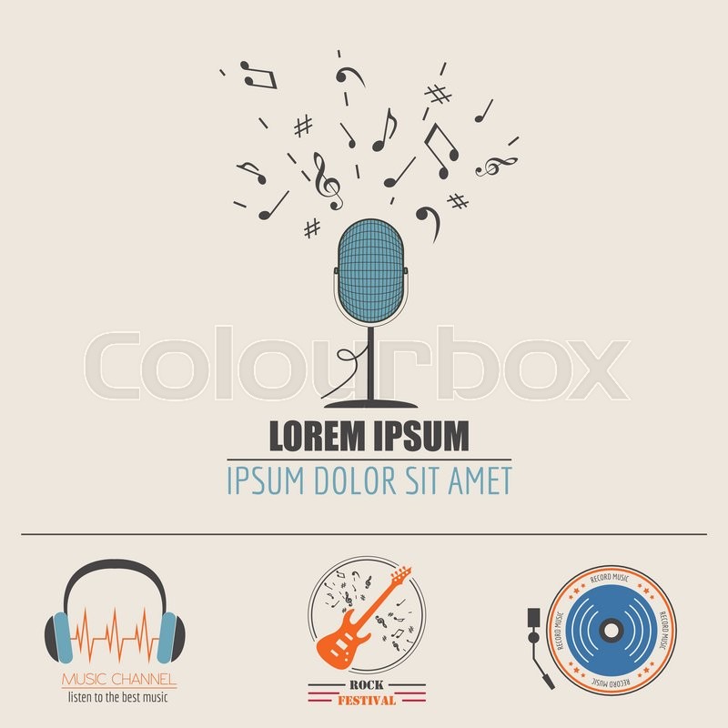 Musical instruments logos and badges. ... | Stock vector | Colourbox