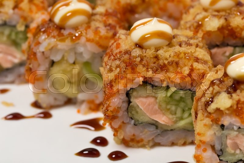 American warm crunch roll sushi. Can be Stock image Colourbox