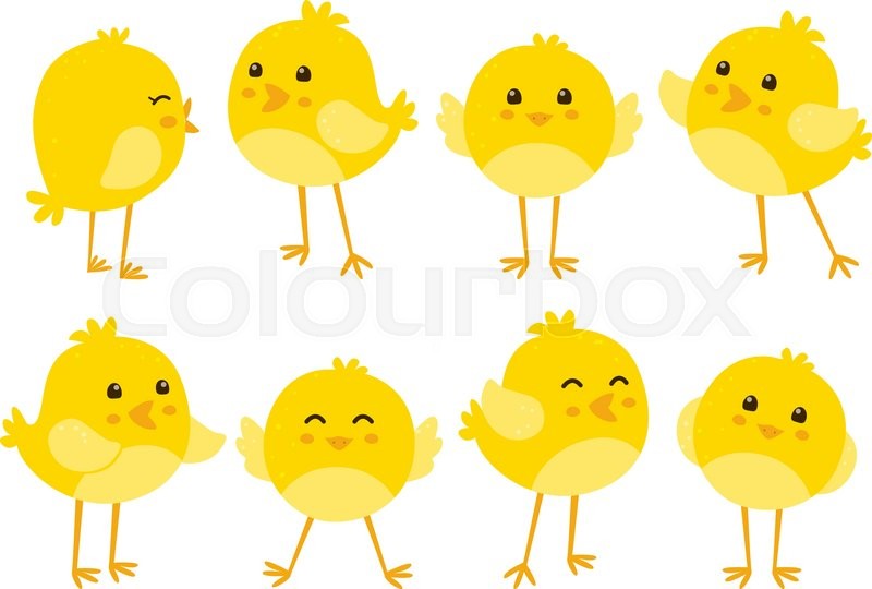 set of cute cartoon chickens stock vector colourbox