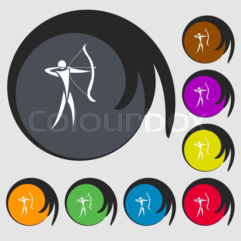 Archery icon. Symbols on eight colored Stock vector Colourbox
