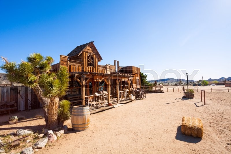 Street view in pioneer town with wooden ... | Stock image | Colourbox