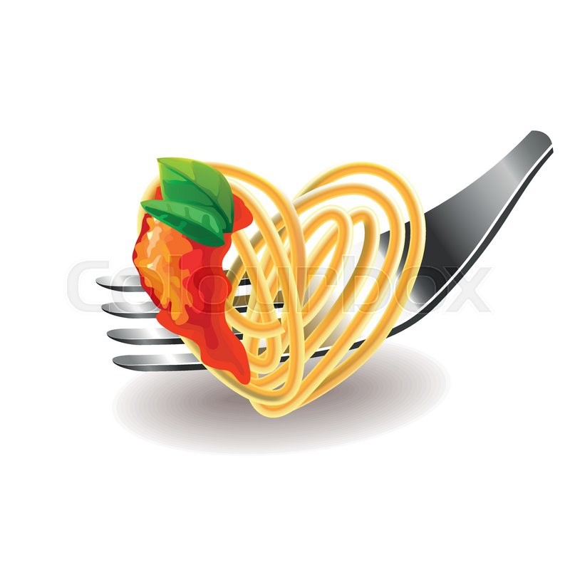 Spaghetti on fork isolated Stock vector Colourbox
