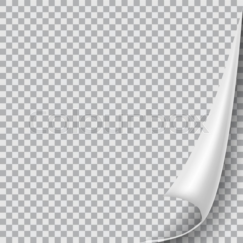 Blank sheet of paper with page curl and shadow, design element for