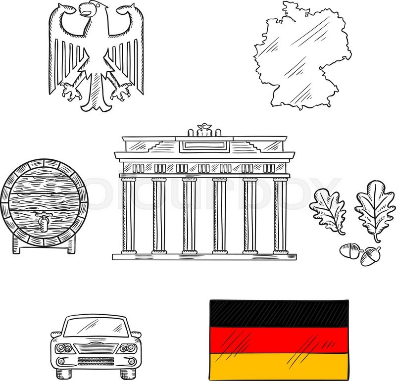 Germany national and travel sketched ... | Stock vector | Colourbox