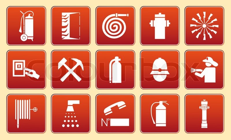 Information fire signs for an equipment designation | Stock Vector ...