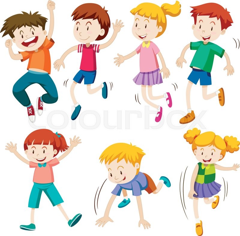 Boys and girls in different actions Stock vector Colourbox