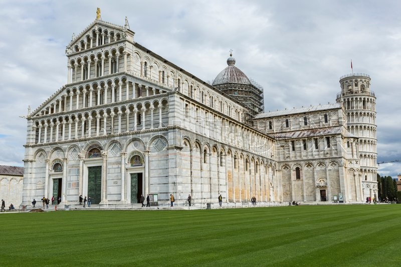Image result for View of Leaning tower and the Basilica, Piazza dei miracoli, Pisa, Italy