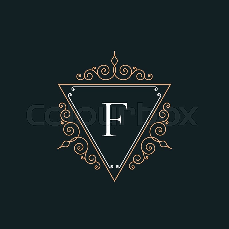Luxury F logo vintage thin line ... | Stock Vector | Colourbox