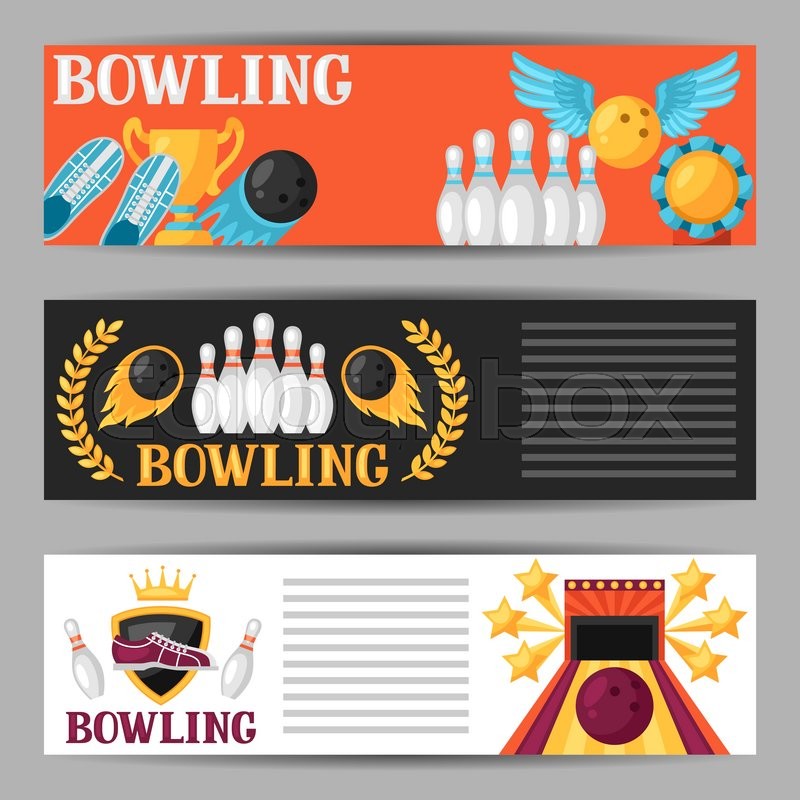 bowling banners with game objects image for advertising booklets