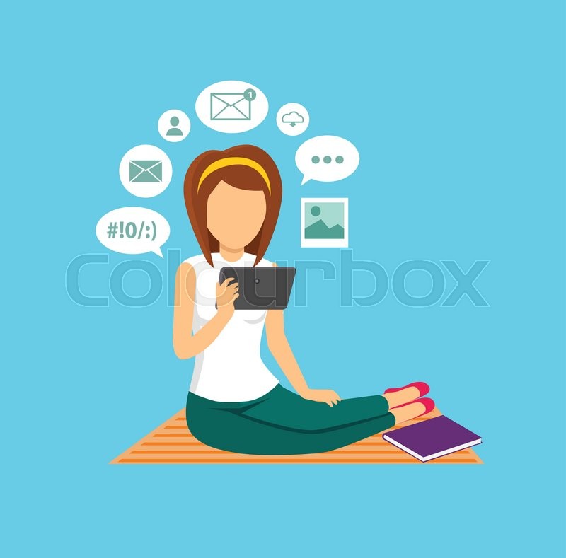 Computer user woman isolated icon. ... | Stock Vector | Colourbox