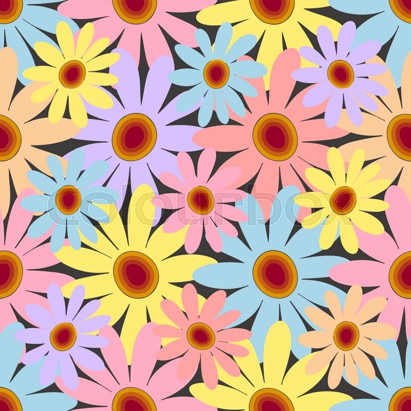 Trendy Seamless Floral Pattern Fabric Design With Simple Flowers