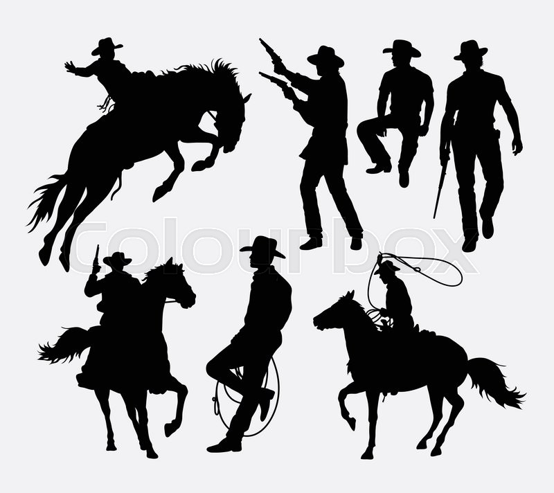 Cowboy activity silhouettes. Good use ... | Stock vector | Colourbox