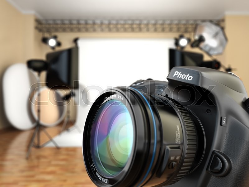 DSLR camera in photo studio with Stock Photo Colourbox