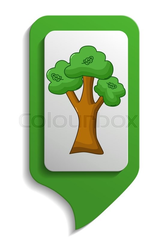Oak Tree Map Sign Icon In Cartoon Stock Vector Colourbox
