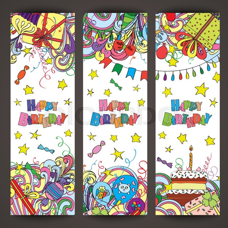 Happy Birthday Greeting Banners With Stock Vector Colourbox