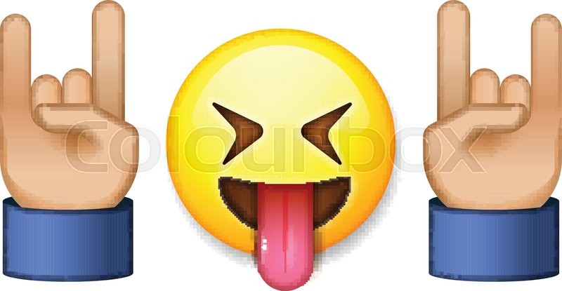 rock and roll sign smiling emoji icon vector illustration stock