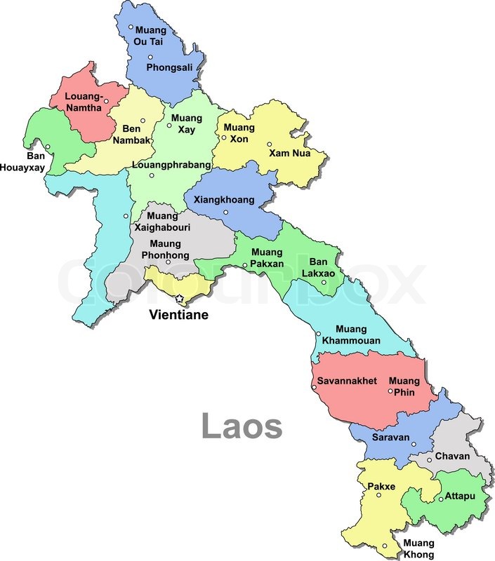 Laos Karte Colourbox
