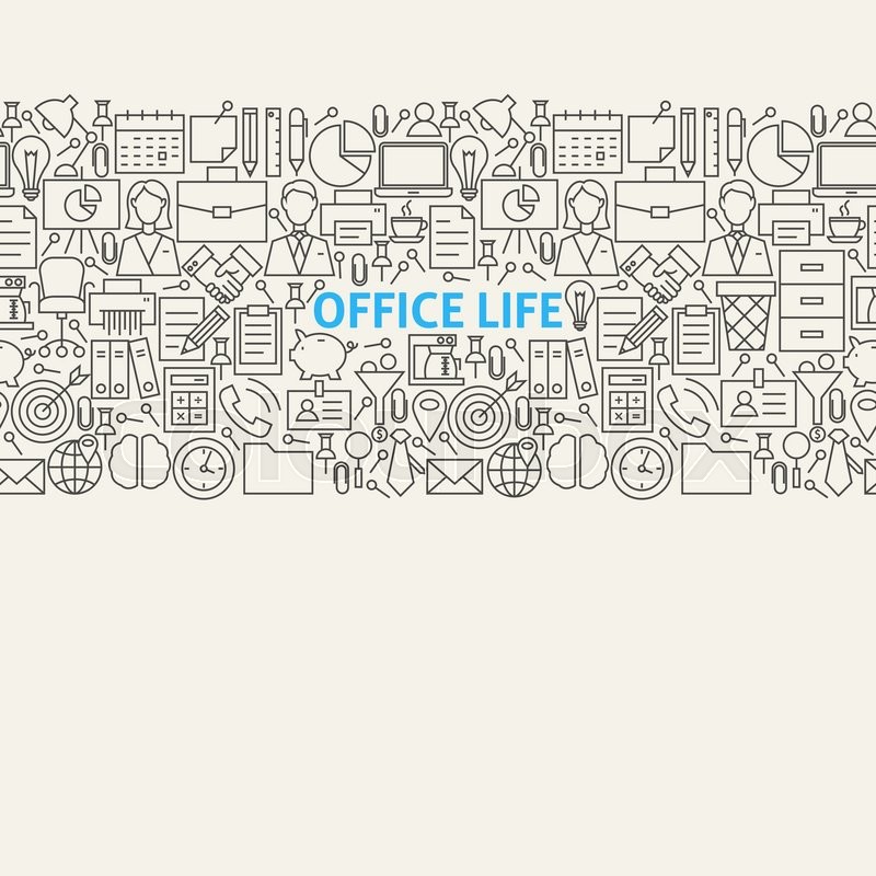 Business Office Life Line Art Seamless Stock Vector Colourbox