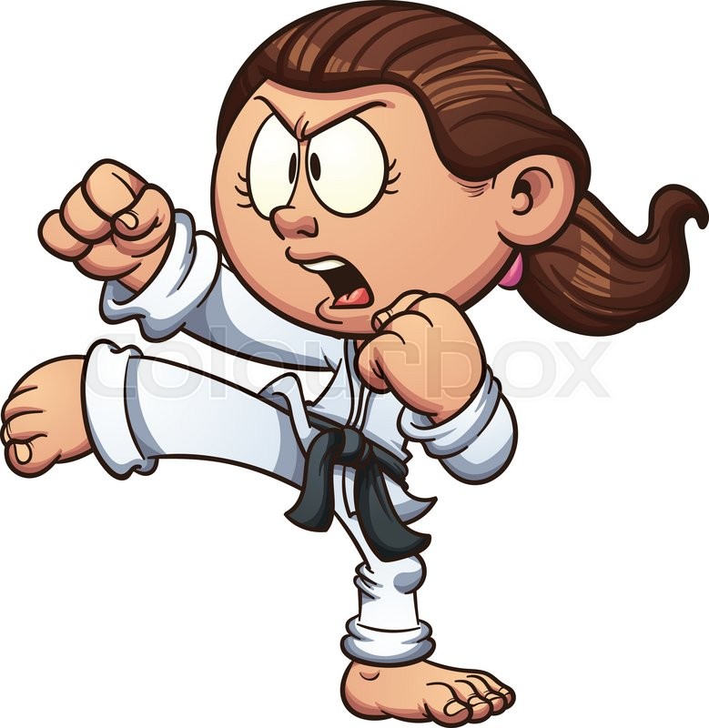 Cartoon girl practicing karate. Vector Stock vector Colourbox