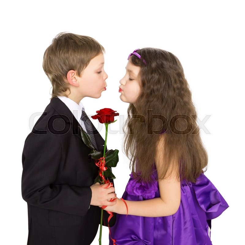 girl kissing boy in love