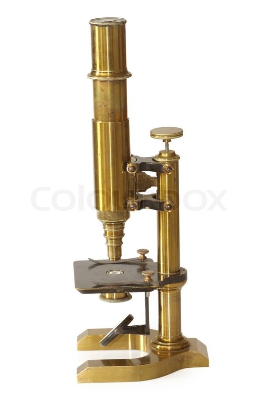 Old fashioned microscope the 19th century. Isolated on background. Stock image | Colourbox