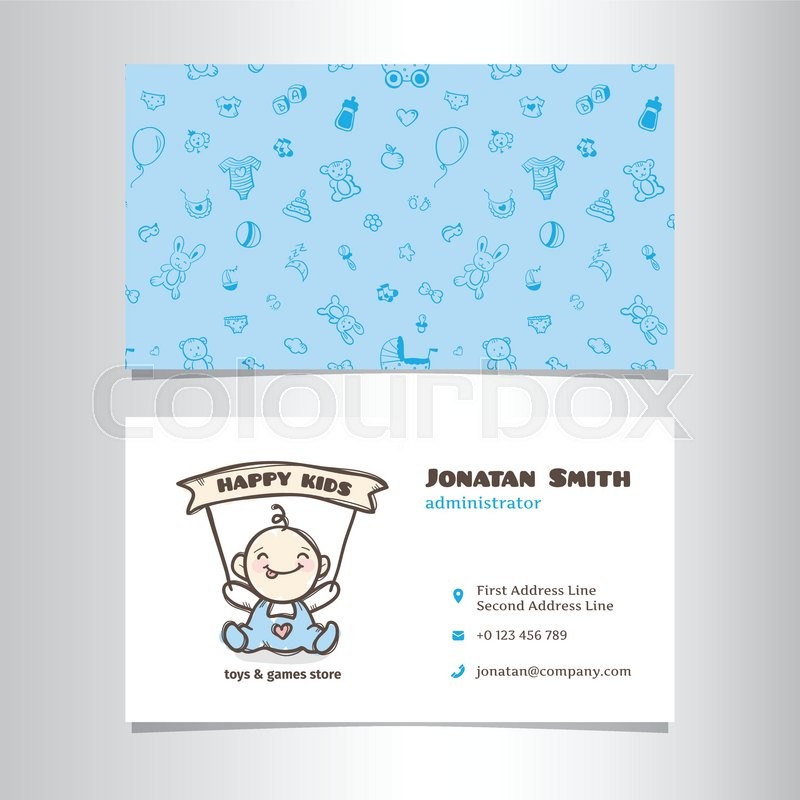 vector modern business card template with cute baby shop logo stock vector colourbox