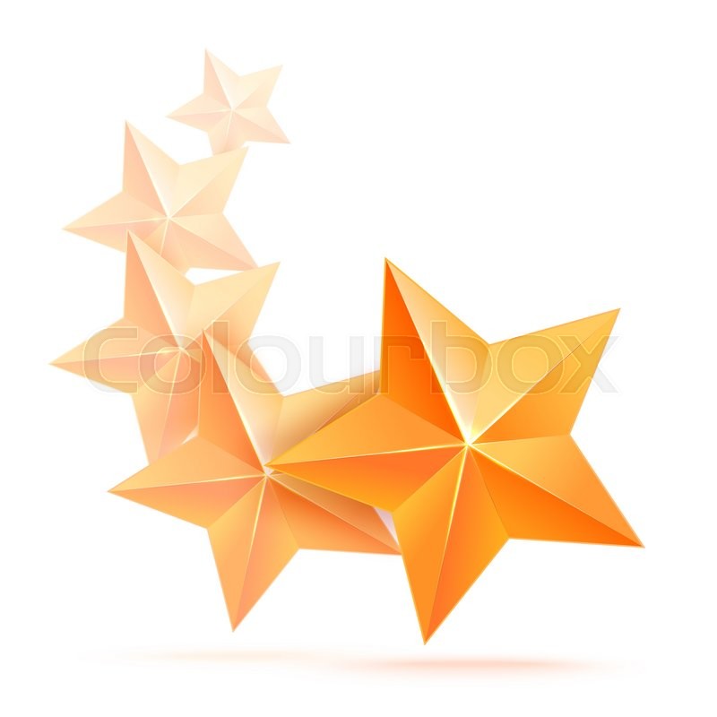 realistic 3d gold star award winner five gold stars good job