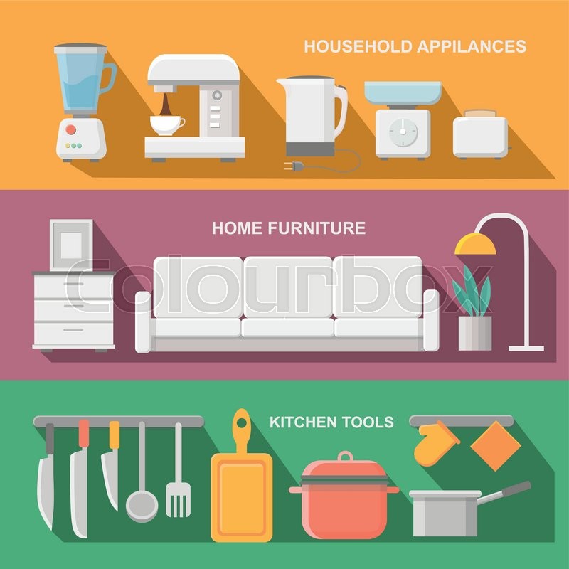 concept of modern kitchen. flat horizontal banners with kitchen concept of modern kitchen. flat horizontal banners with kitchen