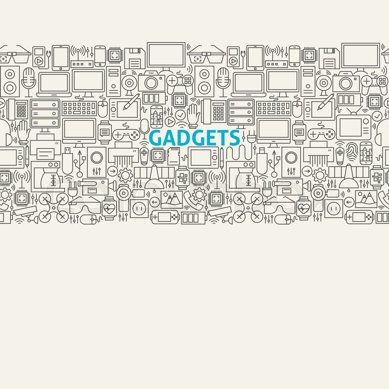 Technology Gadgets Line Art Seamless Stock Vector Colourbox