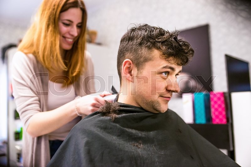 Professional Hairdresser Shaving Head Stock Image Colourbox