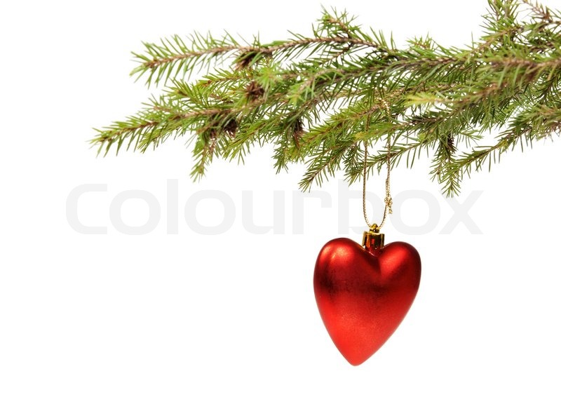 branch ate a christmas ornament in the form of red hearts branch ate a christmas ornament in the form of red hearts