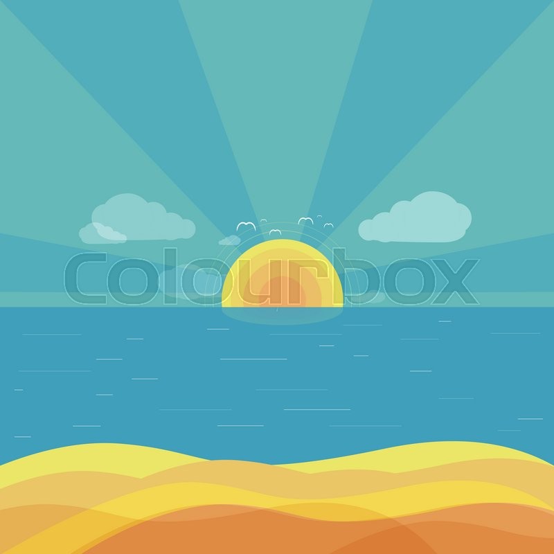travel beach sunrise design flat stock vector colourbox sunrise design